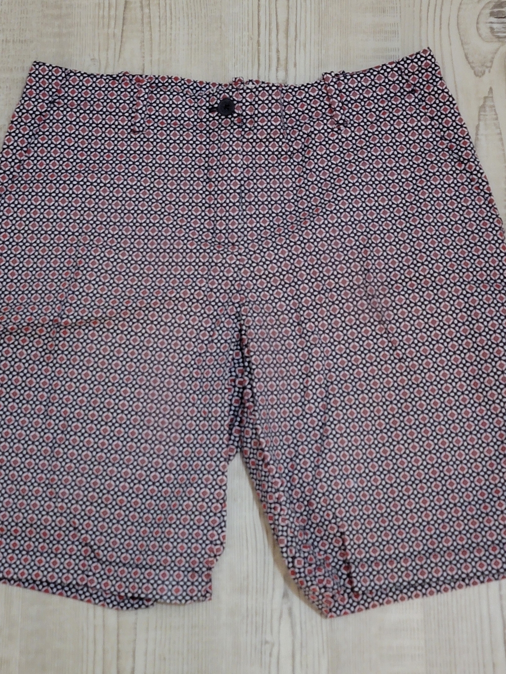 Talbots Red and Black Geometric Print Bermuda Shorts Size 10 Classic Preppy